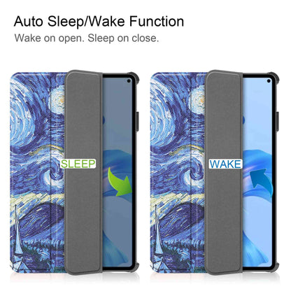 For Huawei MatePad Pro 11 (2022) Tri-fold Stand Pattern Printing Tablet Case PU Leather Anti-scratch Protective Cover