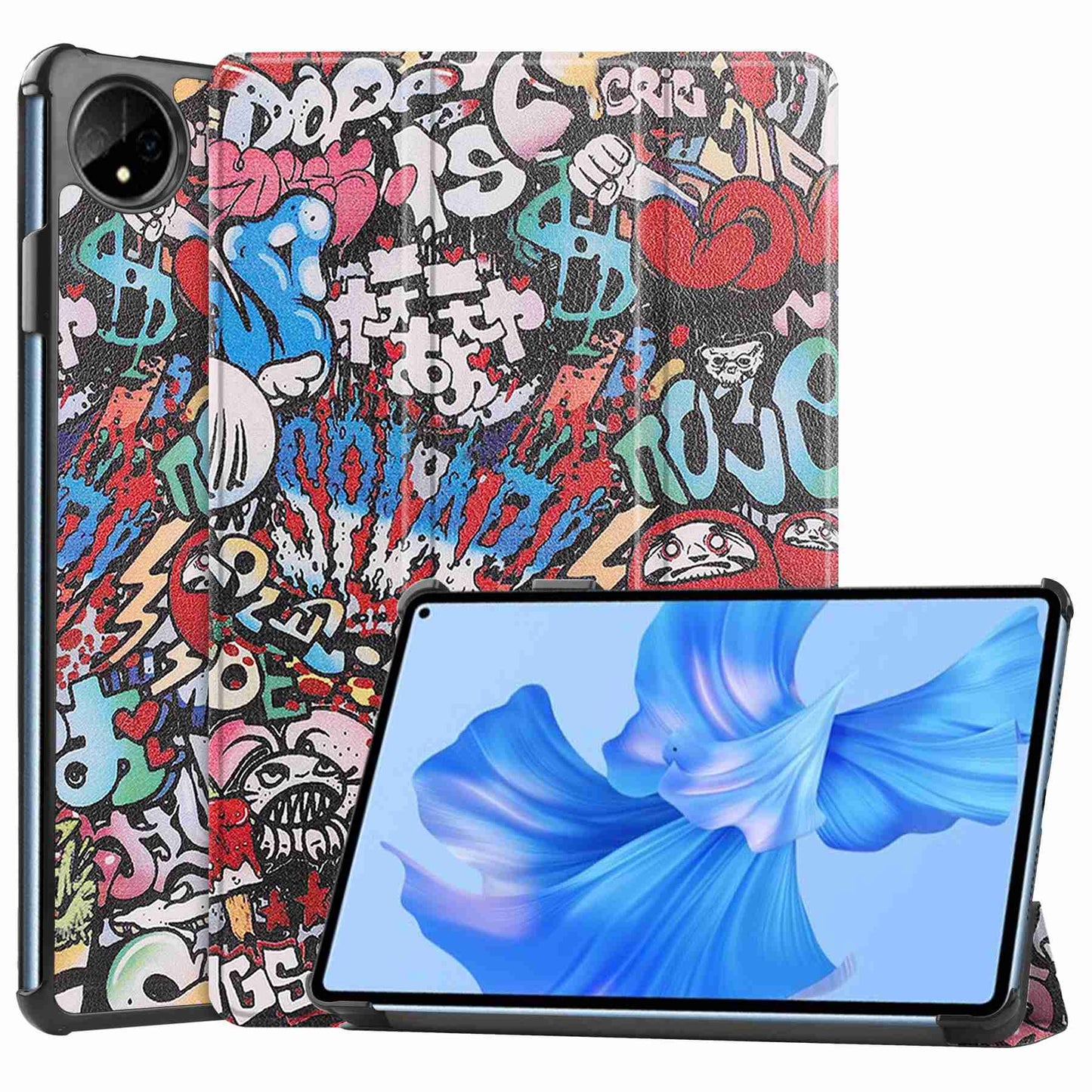 For Huawei MatePad Pro 11 (2022) Tri-fold Stand Pattern Printing Tablet Case PU Leather Anti-scratch Protective Cover