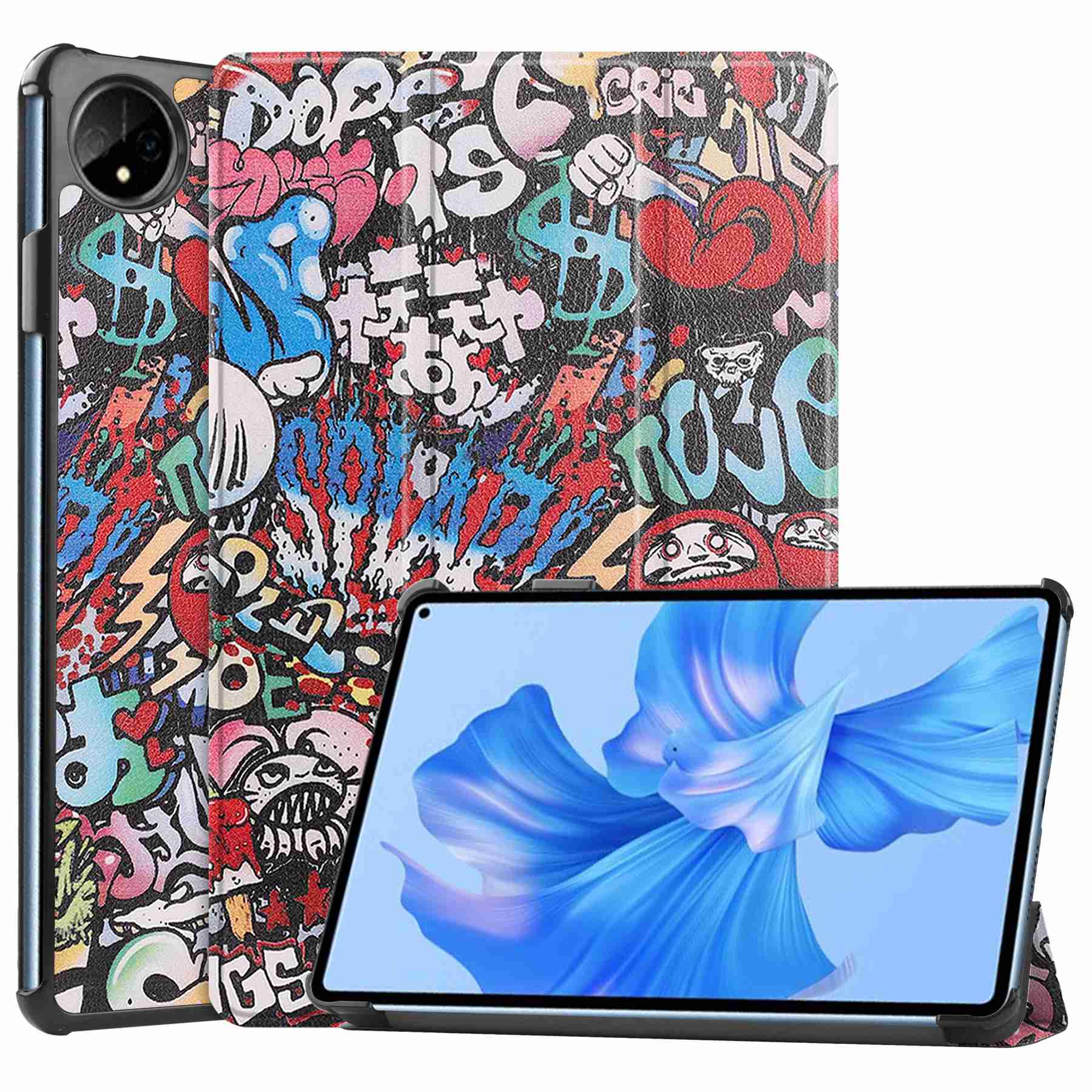 For Huawei MatePad Pro 11 (2022) Tri-fold Stand Pattern Printing Tablet Case PU Leather Anti-scratch Protective Cover