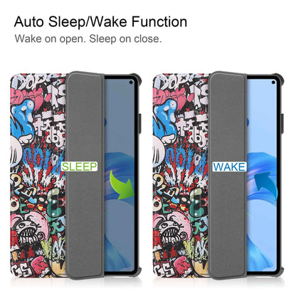 For Huawei MatePad Pro 11 (2022) Tri-fold Stand Pattern Printing Tablet Case PU Leather Anti-scratch Protective Cover