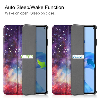 For Huawei MatePad Pro 11 (2022) Tri-fold Stand Pattern Printing Tablet Case PU Leather Anti-scratch Protective Cover
