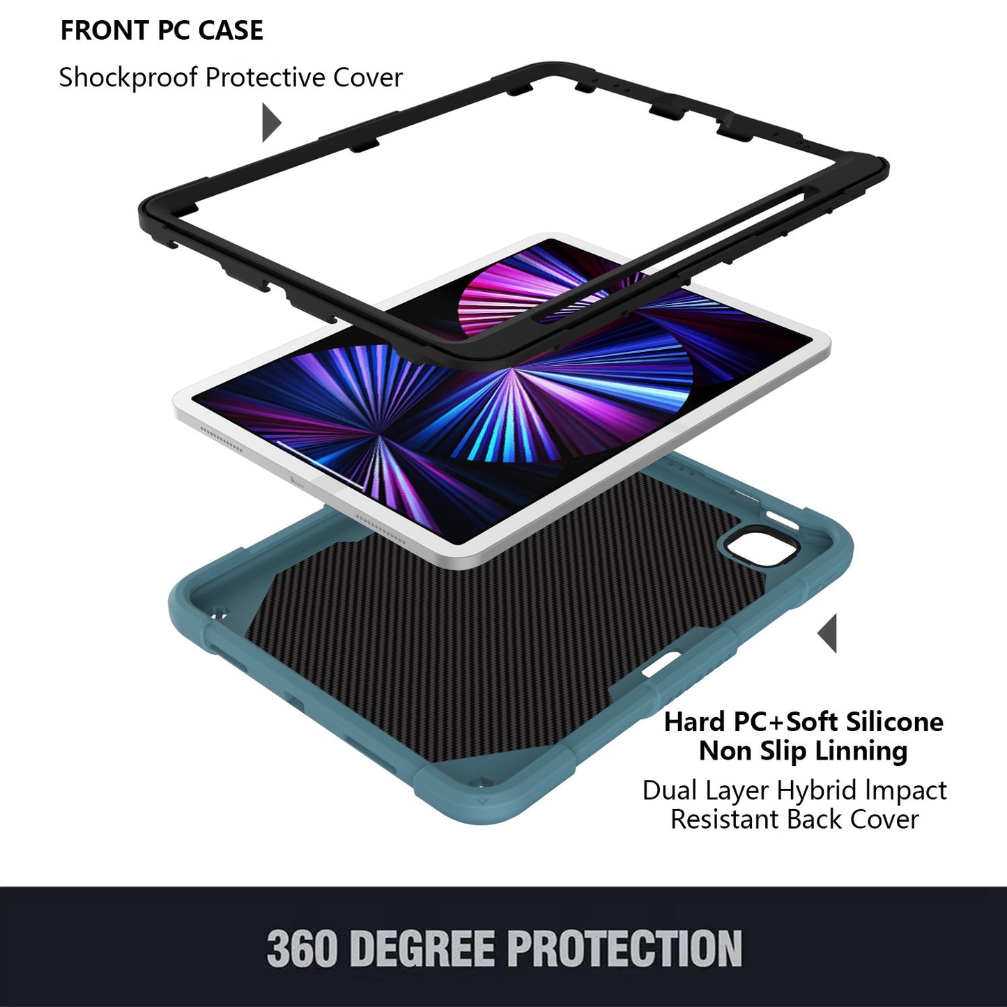 For iPad Pro 11-inch (2021) / (2020) / (2018) / iPad Air (2022) / (2020) Butterfly Shape Kickstand Tablet Case Silicone + PC Shockproof Cover with Shoulder Strap