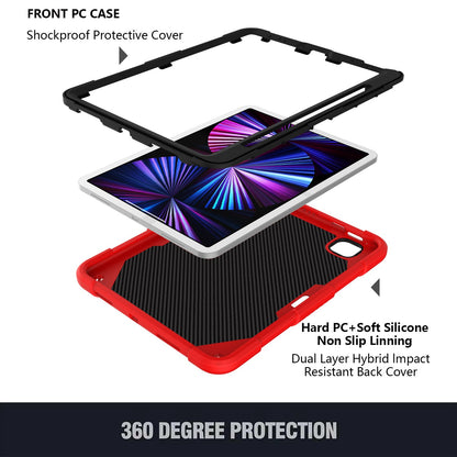 For iPad Pro 11-inch (2021) / (2020) / (2018) / iPad Air (2022) / (2020) Butterfly Shape Kickstand Tablet Case Silicone + PC Shockproof Cover with Shoulder Strap