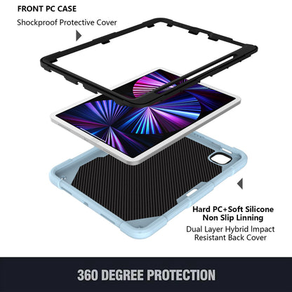 For iPad Pro 11-inch (2021) / (2020) / (2018) / iPad Air (2022) / (2020) Butterfly Shape Kickstand Tablet Case Silicone + PC Shockproof Cover with Shoulder Strap