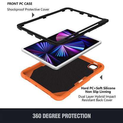 For iPad Pro 11-inch (2021) / (2020) / (2018) / iPad Air (2022) / (2020) Butterfly Shape Kickstand Tablet Case Silicone + PC Shockproof Cover with Shoulder Strap