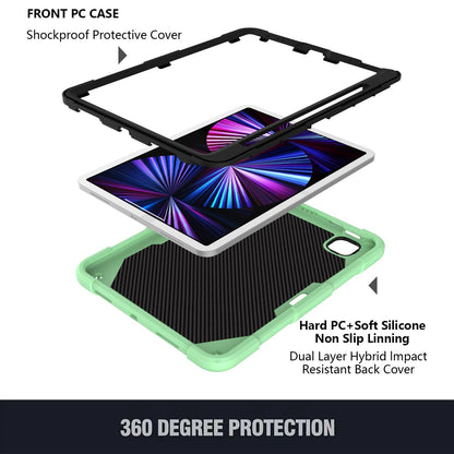 For iPad Pro 11-inch (2021) / (2020) / (2018) / iPad Air (2022) / (2020) Butterfly Shape Kickstand Tablet Case Silicone + PC Shockproof Cover with Shoulder Strap