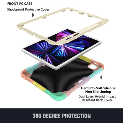 For iPad Pro 11-inch (2021) / (2020) / (2018) / iPad Air (2022) / (2020) Silicone + PC Tablet Case Butterfly Shape Kickstand Drop-proof Cover with Shoulder Strap