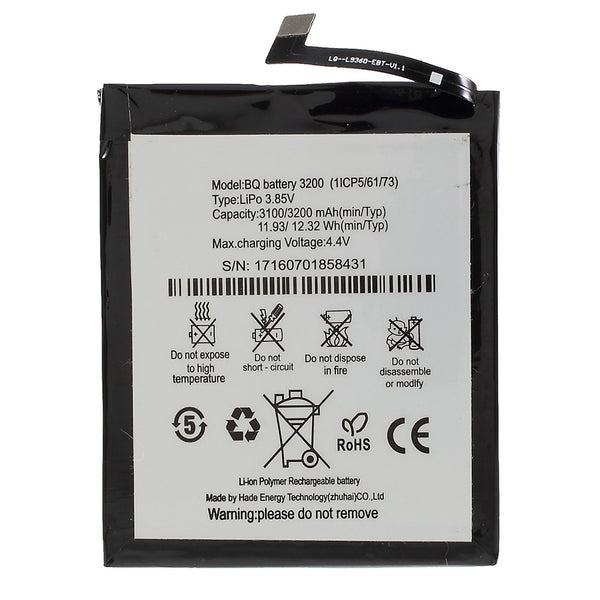 For BQ Aquaris X5 Plus 3.85V 3100mAh Rechargeable Li-ion Polymer Battery Replacement Part (without Logo)