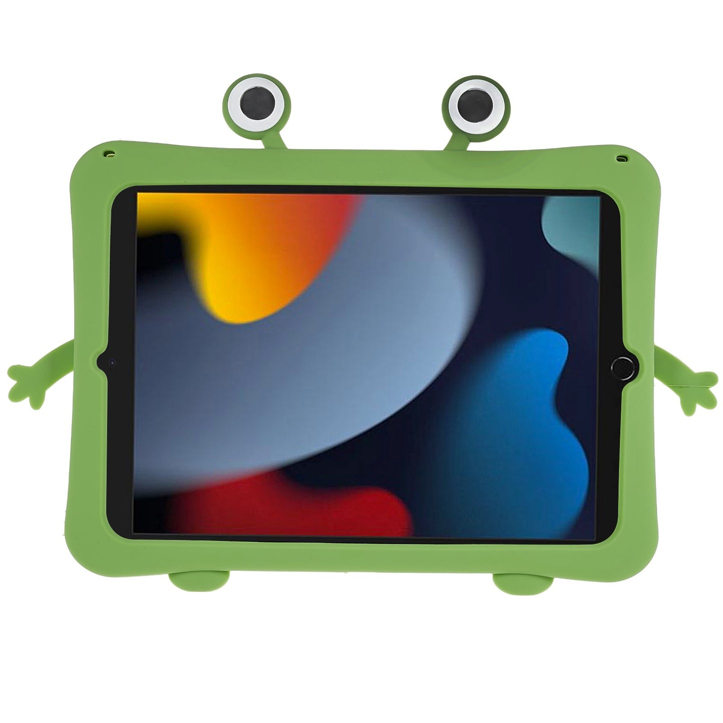 For iPad Air (2013) / Air 2 / iPad 9.7-inch (2017) / (2018) Cartoon Frog Design Tablet Case Anti-drop Kickstand Silicone + PC Cover