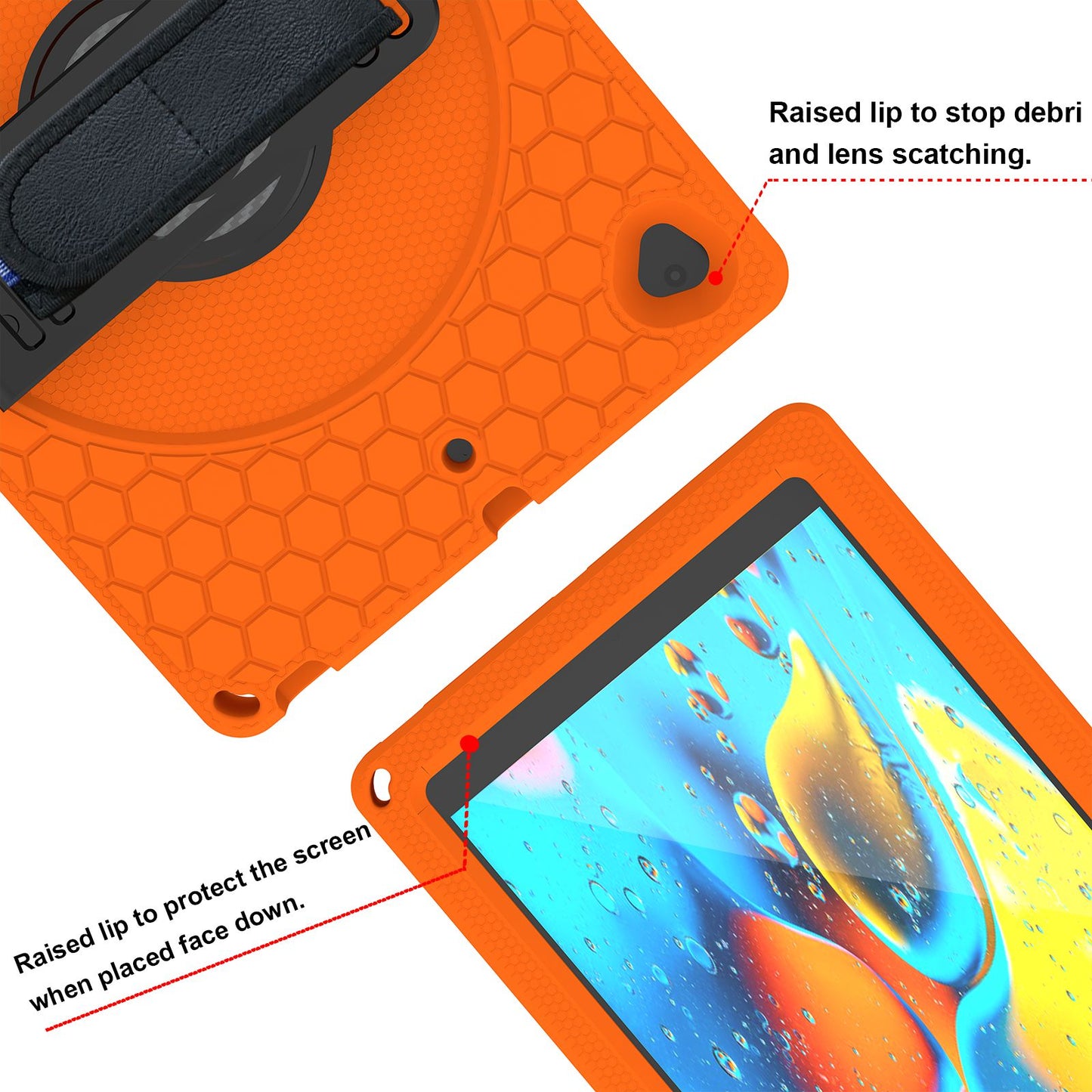 For iPad 10.2 (2021) / (2020) / (2019) Rotary Kickstand Hand Strap EVA+PC Case Anti-drop Tablet Cover with Shoulder Strap