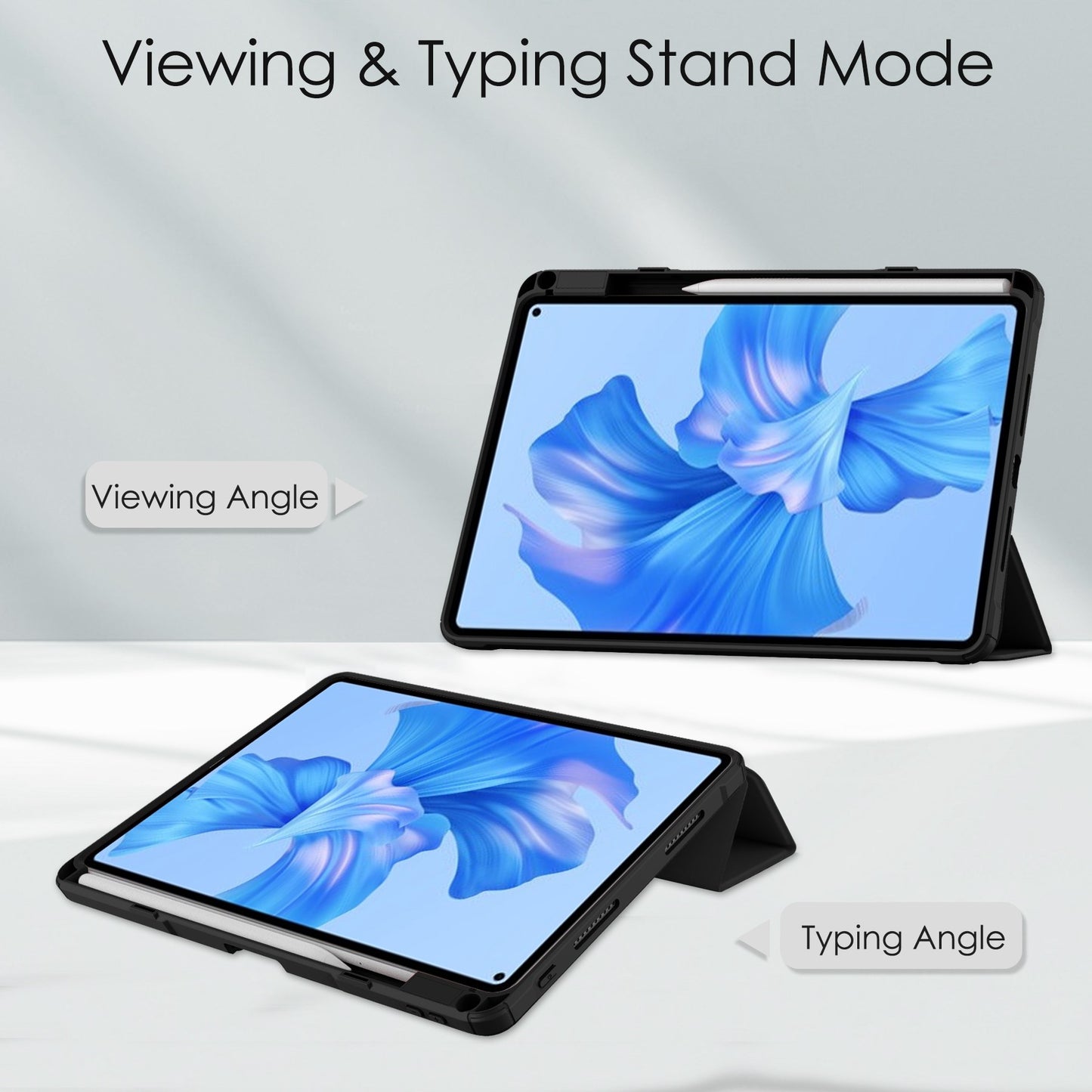 For Huawei MatePad Pro 11 (2022) PU Leather Foldable Stand Tablet Case Auto Wake / Sleep Clear Cover with Pencil Holder