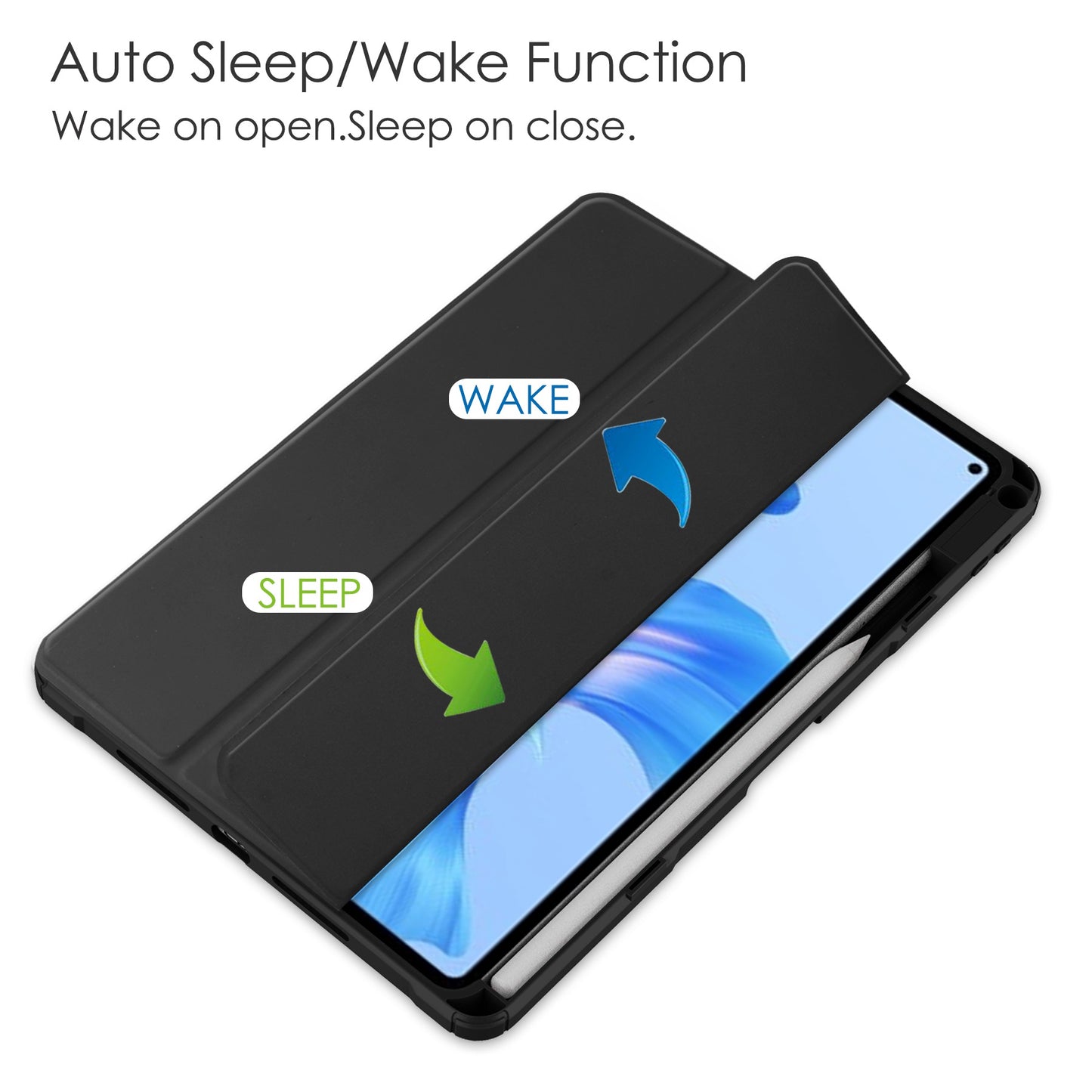 For Huawei MatePad Pro 11 (2022) PU Leather Foldable Stand Tablet Case Auto Wake / Sleep Clear Cover with Pencil Holder