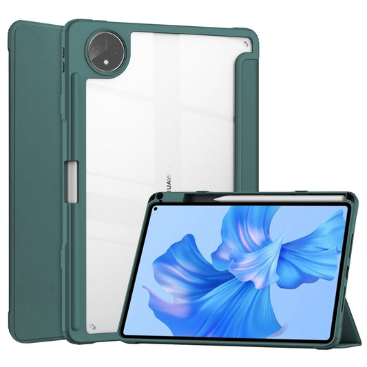 For Huawei MatePad Pro 11 (2022) PU Leather Foldable Stand Tablet Case Auto Wake / Sleep Clear Cover with Pencil Holder