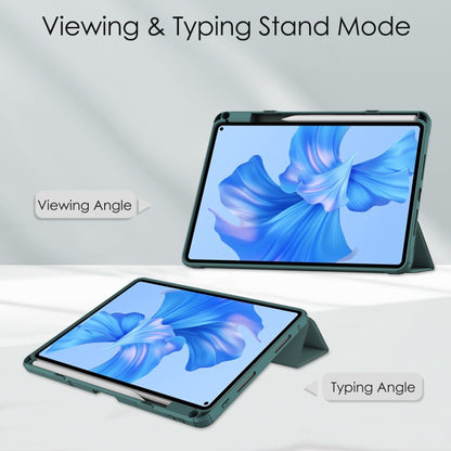 For Huawei MatePad Pro 11 (2022) PU Leather Foldable Stand Tablet Case Auto Wake / Sleep Clear Cover with Pencil Holder