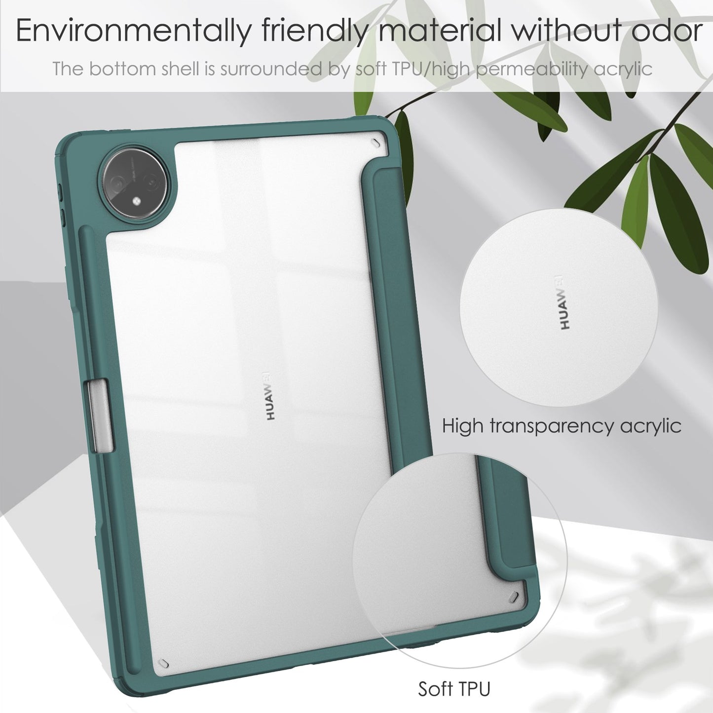For Huawei MatePad Pro 11 (2022) PU Leather Foldable Stand Tablet Case Auto Wake / Sleep Clear Cover with Pencil Holder