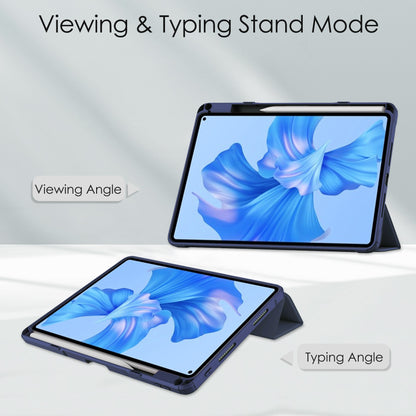 For Huawei MatePad Pro 11 (2022) PU Leather Foldable Stand Tablet Case Auto Wake / Sleep Clear Cover with Pencil Holder