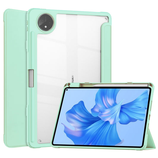 For Huawei MatePad Pro 11 (2022) PU Leather Foldable Stand Tablet Case Auto Wake / Sleep Clear Cover with Pencil Holder