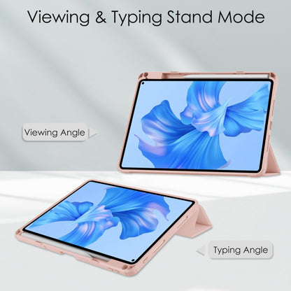 For Huawei MatePad Pro 11 (2022) PU Leather Foldable Stand Tablet Case Auto Wake / Sleep Clear Cover with Pencil Holder