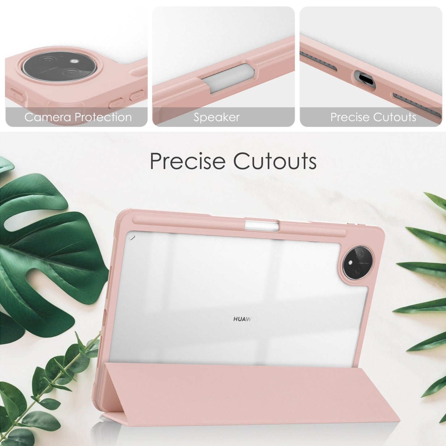 For Huawei MatePad Pro 11 (2022) PU Leather Foldable Stand Tablet Case Auto Wake / Sleep Clear Cover with Pencil Holder
