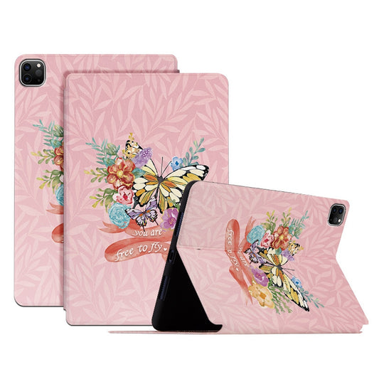 For iPad Pro 11-inch (2018) / (2020) / (2021) Protective Case Folio Flip Cover Butterfly Printed Shockproof Tablet Case with Stand