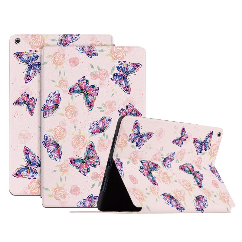 For iPad 10.2 (2021) / (2020) / (2019) Shockproof Case Folio Flip Cover Butterfly Printed Tablet Case with Stand