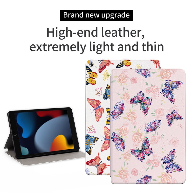 For iPad 10.2 (2021) / (2020) / (2019) Shockproof Case Folio Flip Cover Butterfly Printed Tablet Case with Stand