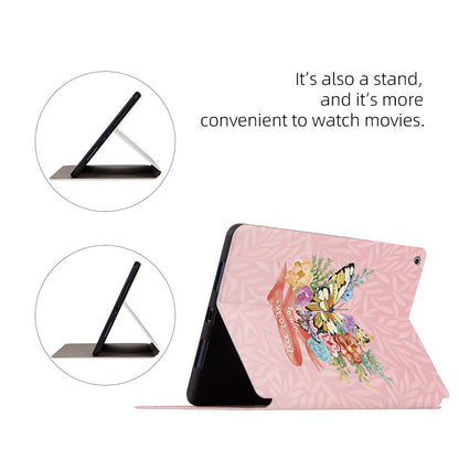 For iPad 10.2 (2021) / (2020) / (2019) Shockproof Case Folio Flip Cover Butterfly Printed Tablet Case with Stand