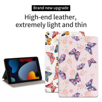 For iPad 10.2 (2021) / (2020) / (2019) Shockproof Case Folio Flip Cover Butterfly Printed Tablet Case with Stand