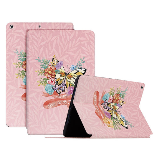For iPad 10.2 (2021) / (2020) / (2019) Shockproof Case Folio Flip Cover Butterfly Printed Tablet Case with Stand