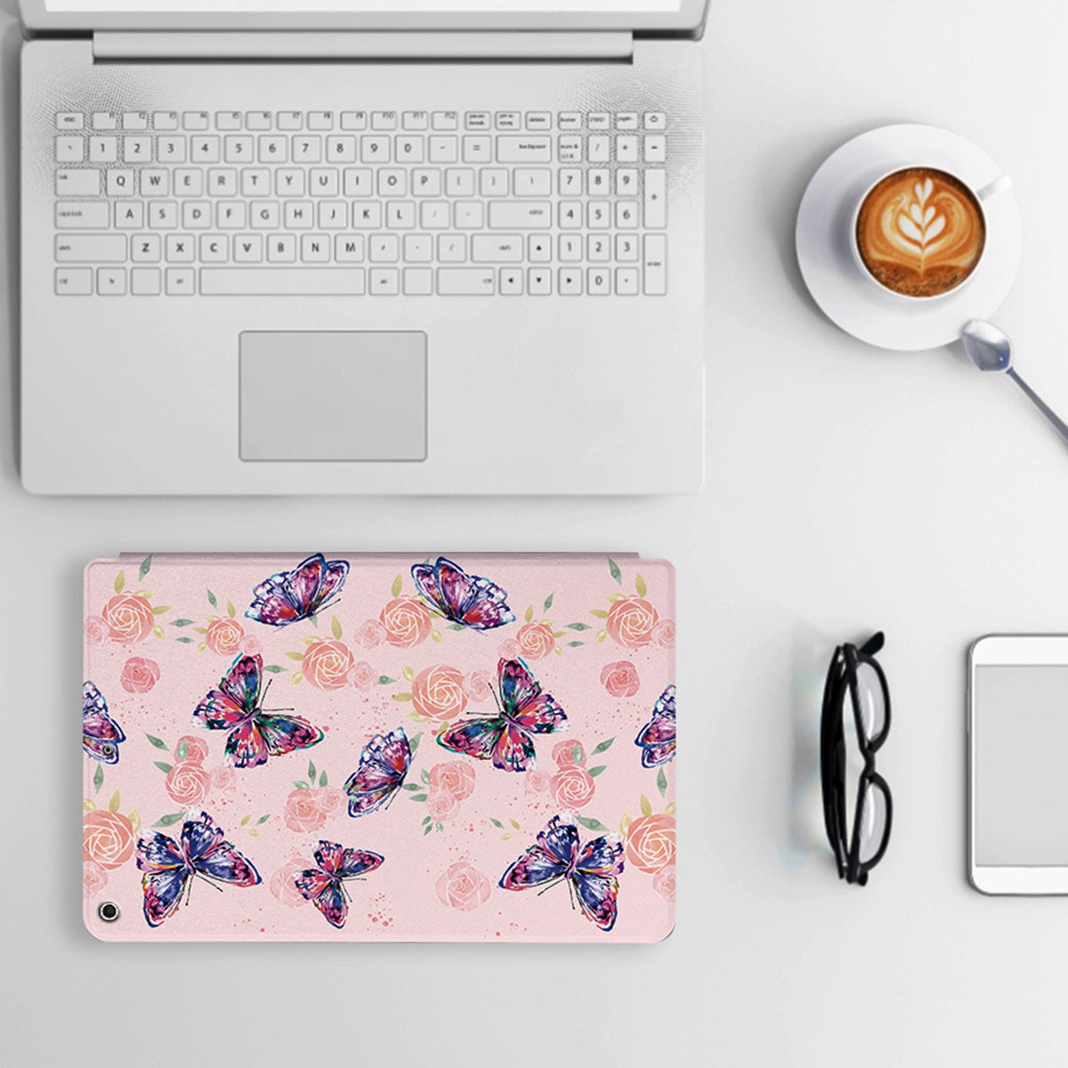For iPad 10.2 (2021) / (2020) / (2019) Shockproof Case Folio Flip Cover Butterfly Printed Tablet Case with Stand