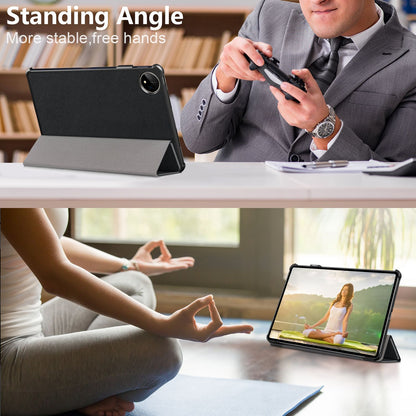 For Huawei MatePad Pro 11 (2022) Protective Case PU Leather Solid Color Folio Flip Cover Tri-fold Stand Tablet Protector with Auto Wake  /  Sleep