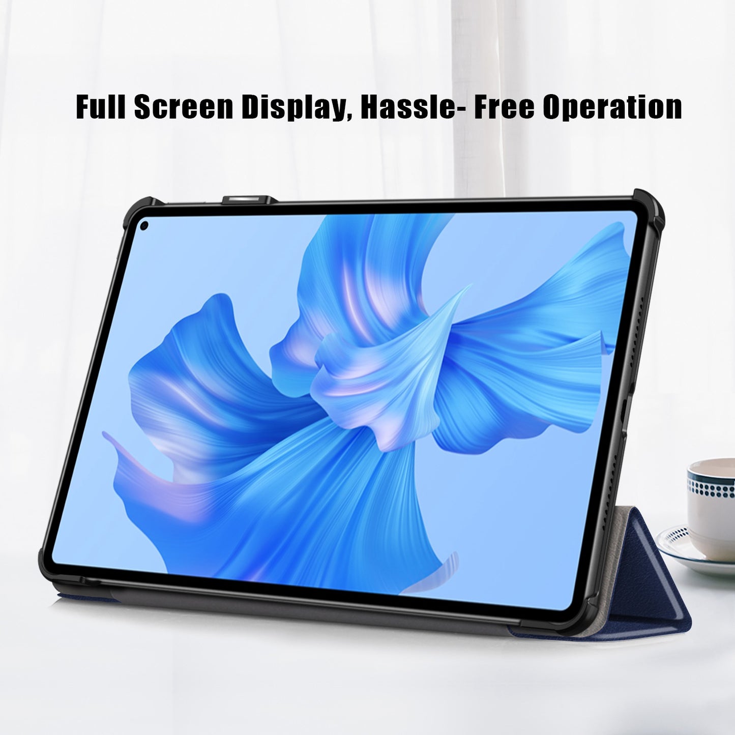 For Huawei MatePad Pro 11 (2022) Protective Case PU Leather Solid Color Folio Flip Cover Tri-fold Stand Tablet Protector with Auto Wake  /  Sleep