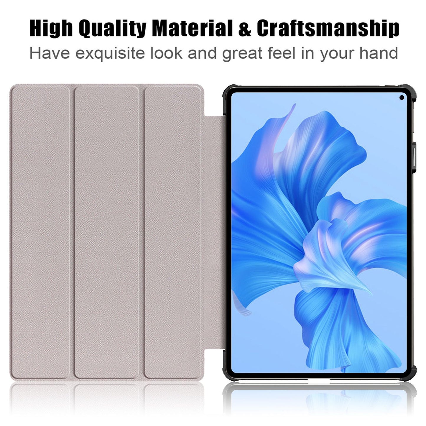 For Huawei MatePad Pro 11 (2022) Protective Case PU Leather Solid Color Folio Flip Cover Tri-fold Stand Tablet Protector with Auto Wake  /  Sleep