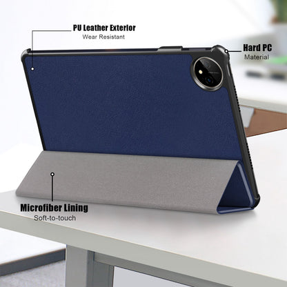 For Huawei MatePad Pro 11 (2022) Protective Case PU Leather Solid Color Folio Flip Cover Tri-fold Stand Tablet Protector with Auto Wake  /  Sleep