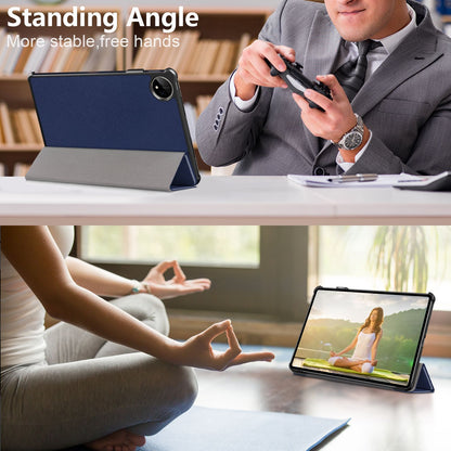 For Huawei MatePad Pro 11 (2022) Protective Case PU Leather Solid Color Folio Flip Cover Tri-fold Stand Tablet Protector with Auto Wake  /  Sleep
