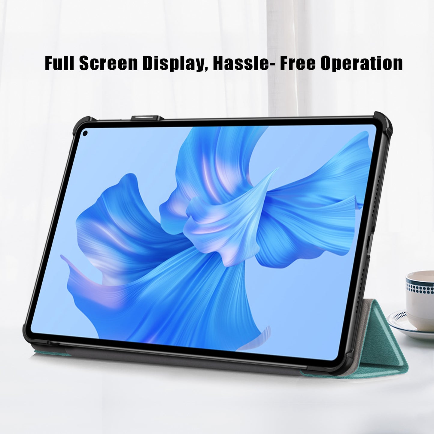 For Huawei MatePad Pro 11 (2022) Protective Case PU Leather Solid Color Folio Flip Cover Tri-fold Stand Tablet Protector with Auto Wake  /  Sleep