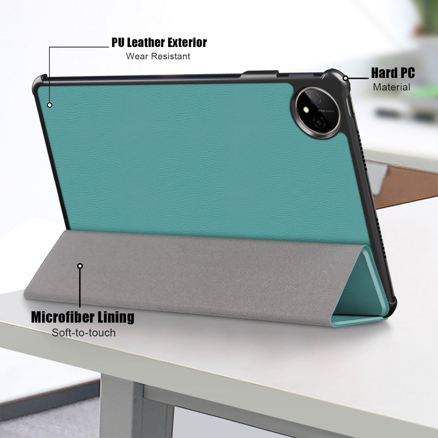For Huawei MatePad Pro 11 (2022) Protective Case PU Leather Solid Color Folio Flip Cover Tri-fold Stand Tablet Protector with Auto Wake  /  Sleep