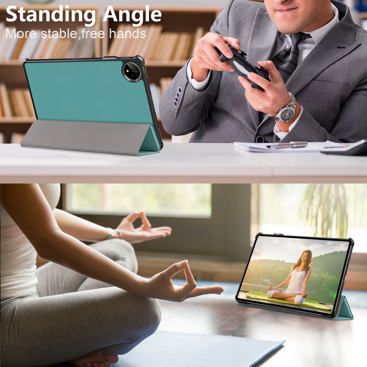 For Huawei MatePad Pro 11 (2022) Protective Case PU Leather Solid Color Folio Flip Cover Tri-fold Stand Tablet Protector with Auto Wake  /  Sleep