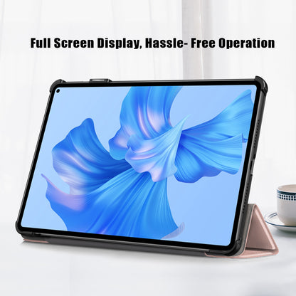 For Huawei MatePad Pro 11 (2022) Protective Case PU Leather Solid Color Folio Flip Cover Tri-fold Stand Tablet Protector with Auto Wake  /  Sleep