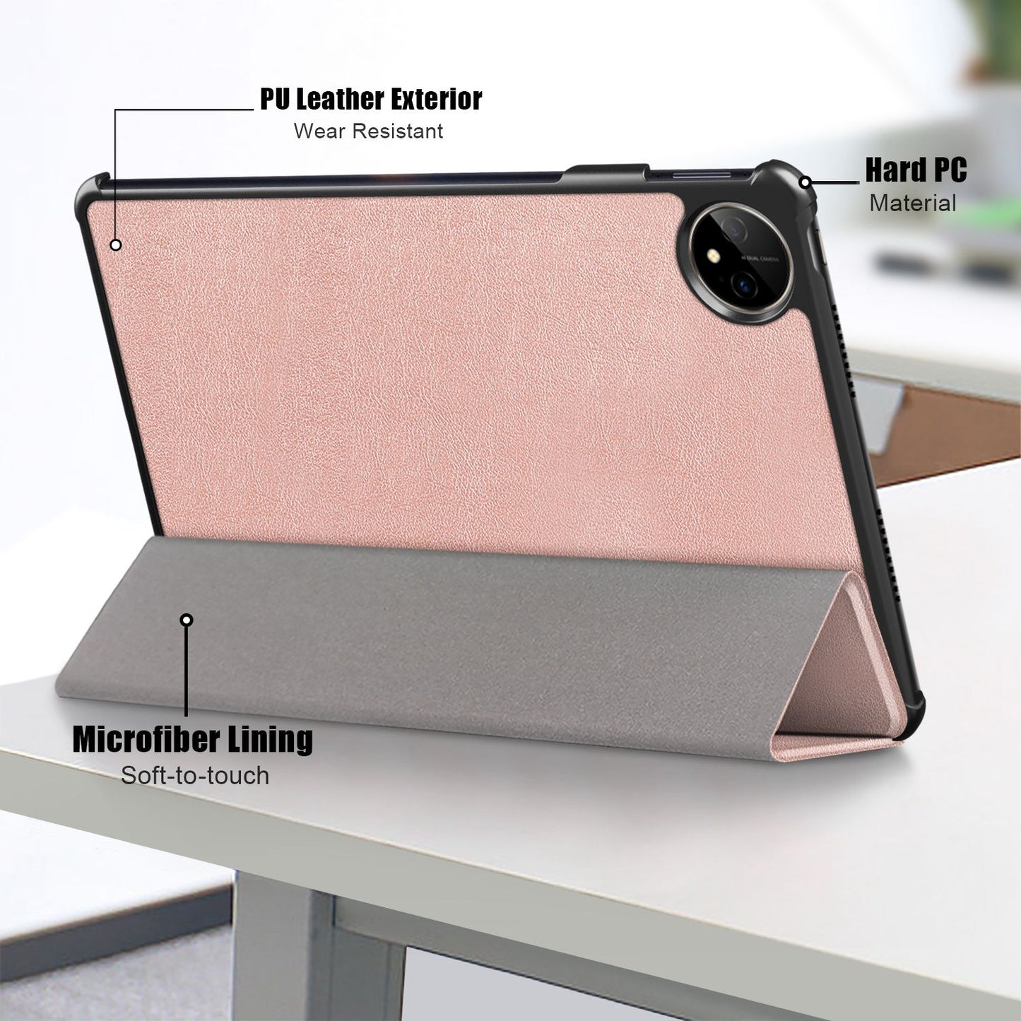For Huawei MatePad Pro 11 (2022) Protective Case PU Leather Solid Color Folio Flip Cover Tri-fold Stand Tablet Protector with Auto Wake  /  Sleep