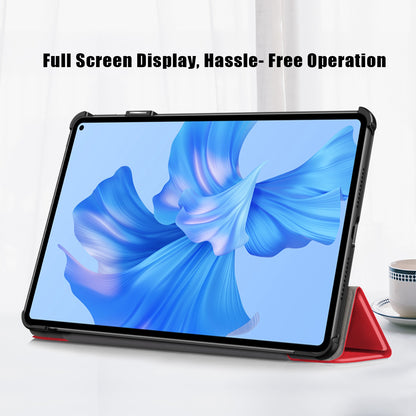 For Huawei MatePad Pro 11 (2022) Protective Case PU Leather Solid Color Folio Flip Cover Tri-fold Stand Tablet Protector with Auto Wake  /  Sleep