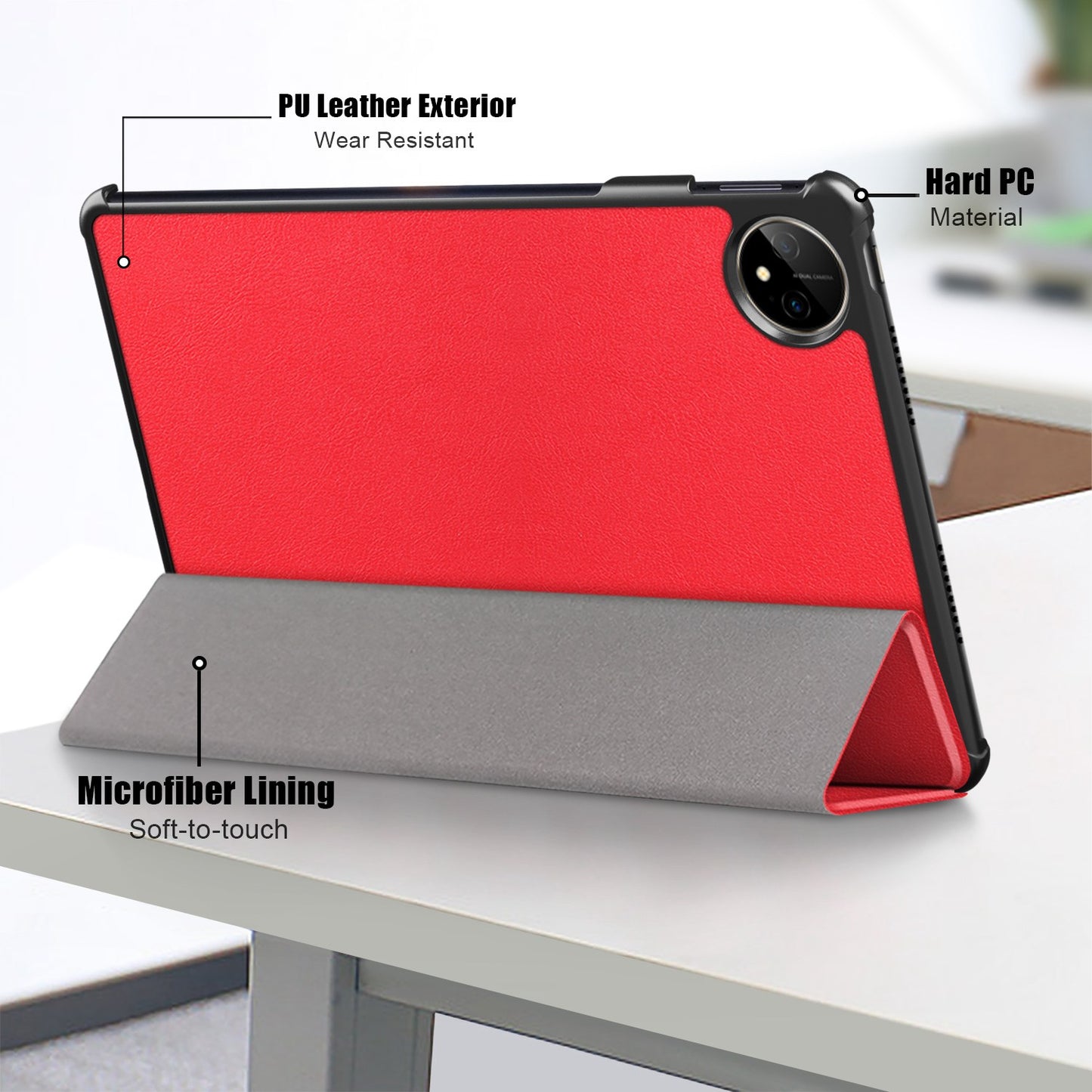 For Huawei MatePad Pro 11 (2022) Protective Case PU Leather Solid Color Folio Flip Cover Tri-fold Stand Tablet Protector with Auto Wake  /  Sleep