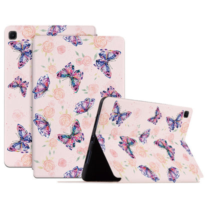 For Samsung Galaxy Tab S6 Lite (2022) Protective Tablet Case PU Leather Butterfly Printed Stand Case Auto Wake / Sleep Folio Flip Cover
