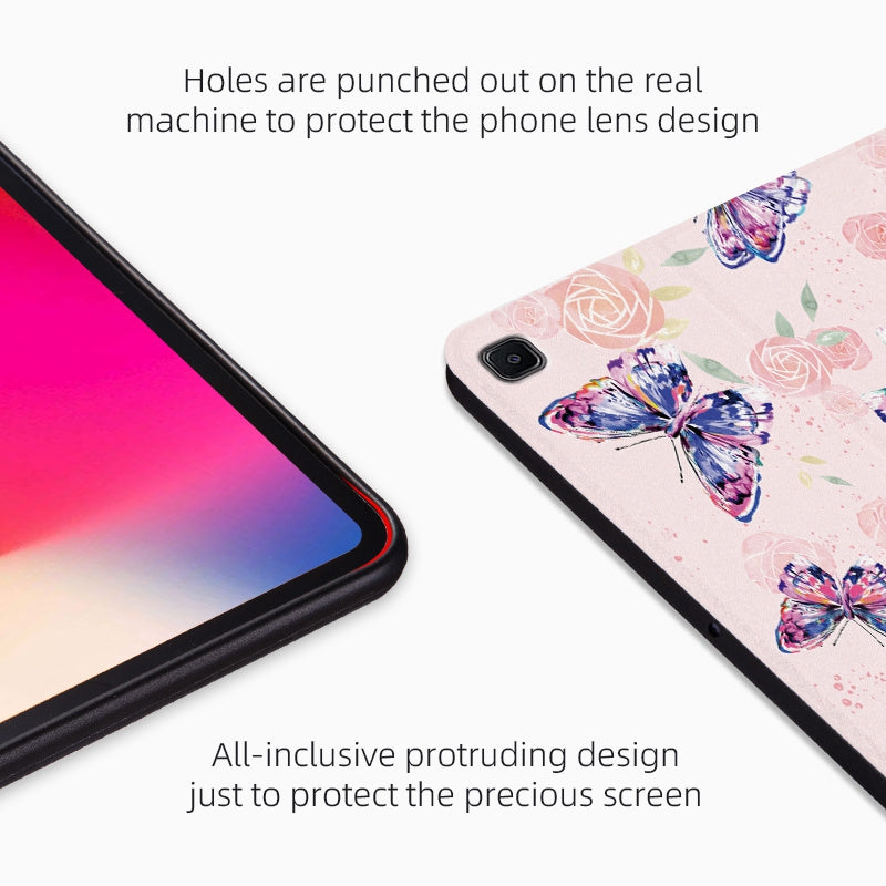 For Samsung Galaxy Tab S6 Lite (2022) Protective Tablet Case PU Leather Butterfly Printed Stand Case Auto Wake / Sleep Folio Flip Cover