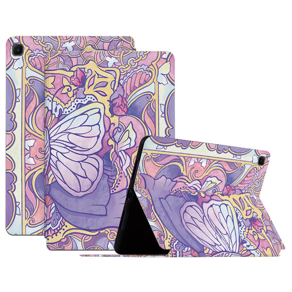 For Samsung Galaxy Tab S6 Lite (2022) Protective Tablet Case PU Leather Butterfly Printed Stand Case Auto Wake / Sleep Folio Flip Cover