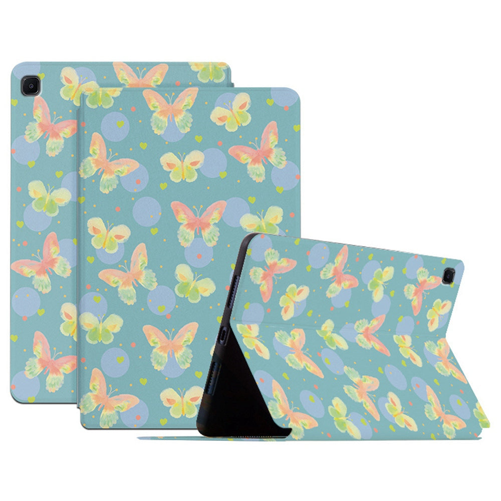 For Samsung Galaxy Tab S6 Lite (2022) Protective Tablet Case PU Leather Butterfly Printed Stand Case Auto Wake / Sleep Folio Flip Cover