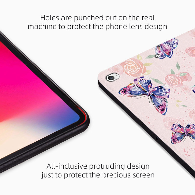 For iPad mini 4 / mini (2019) 7.9 inch Protective Case Butterfly Printed Shockproof Cover Anti-Scratch Tablet Case with Stand