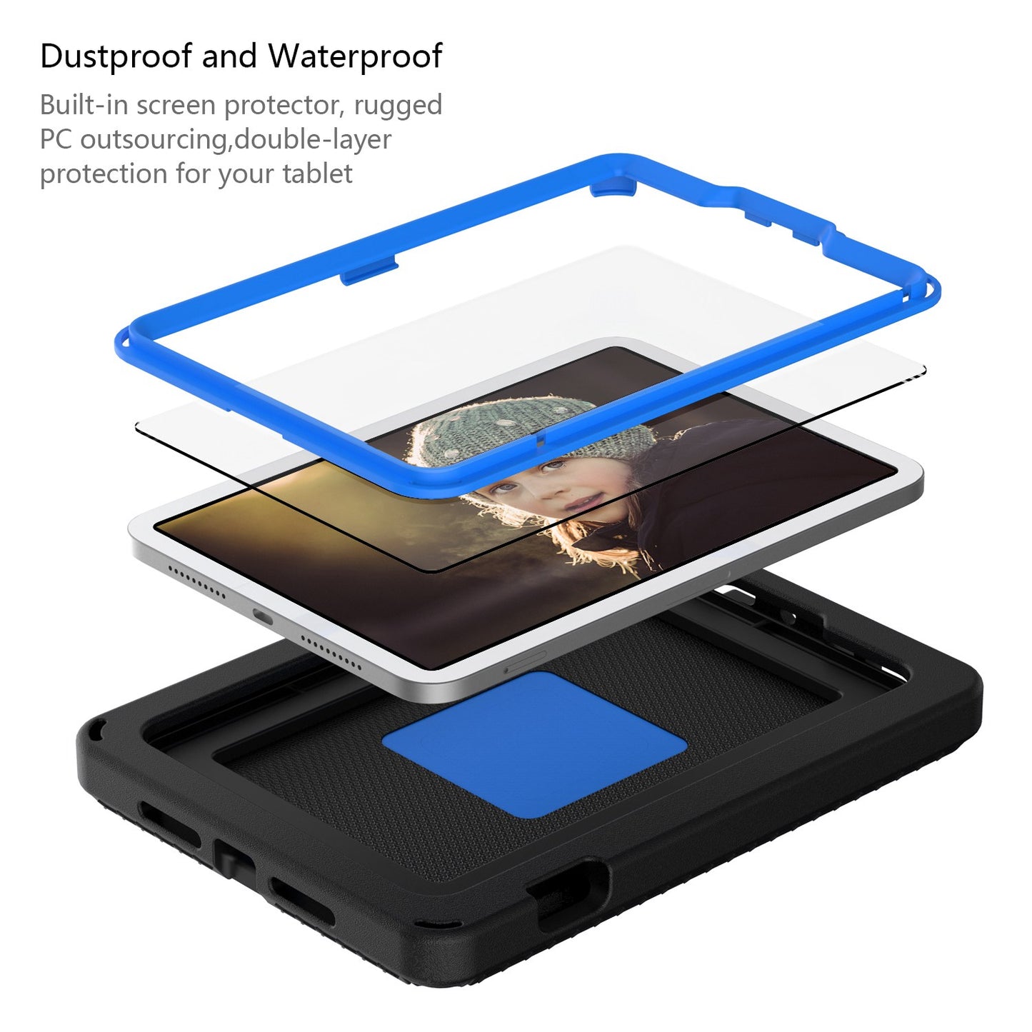 For iPad mini (2021) Portable EVA Case with Shoulder Strap / Waterproof Screen Protector Shockproof Tablet Kickstand Case