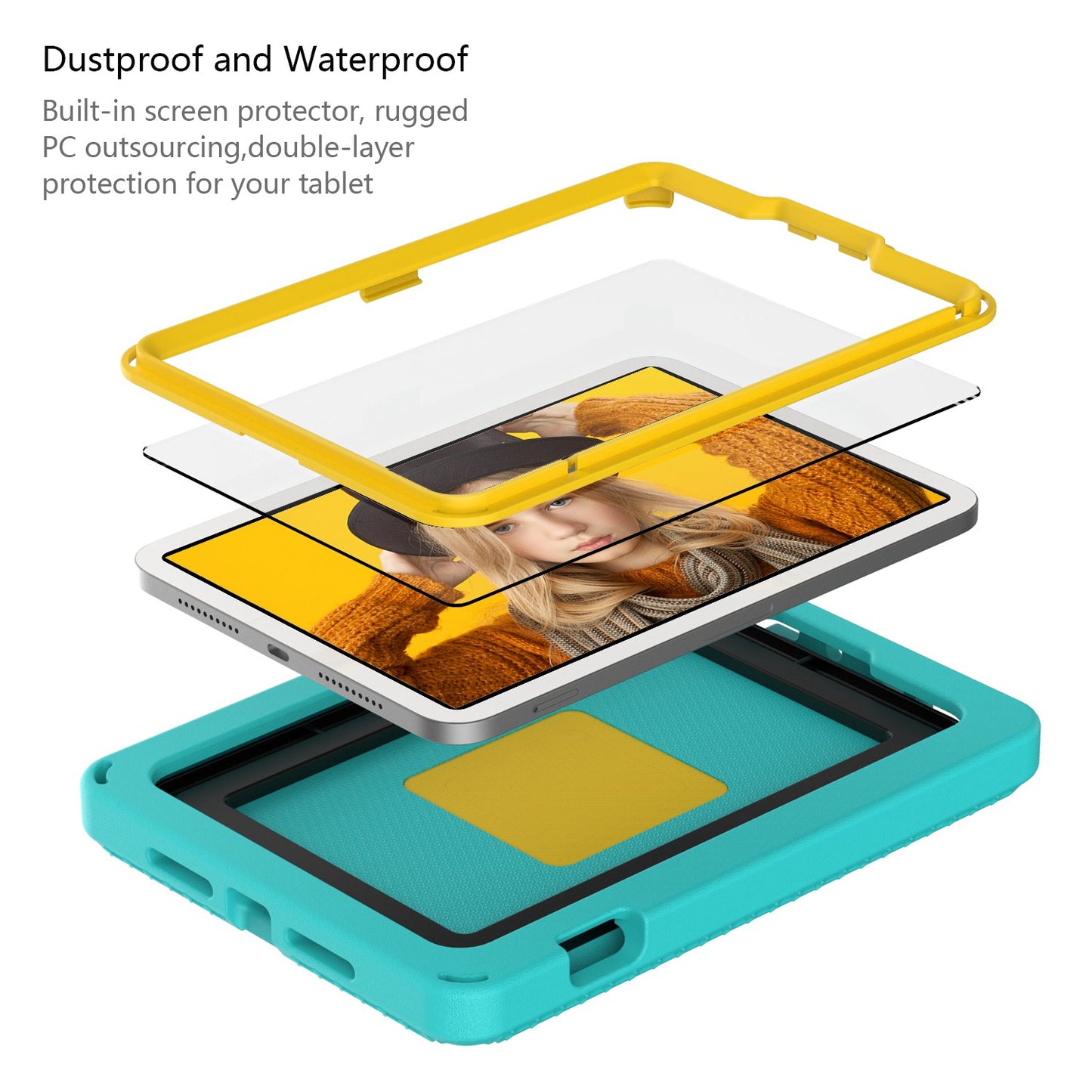 For iPad mini (2021) Portable EVA Case with Shoulder Strap / Waterproof Screen Protector Shockproof Tablet Kickstand Case