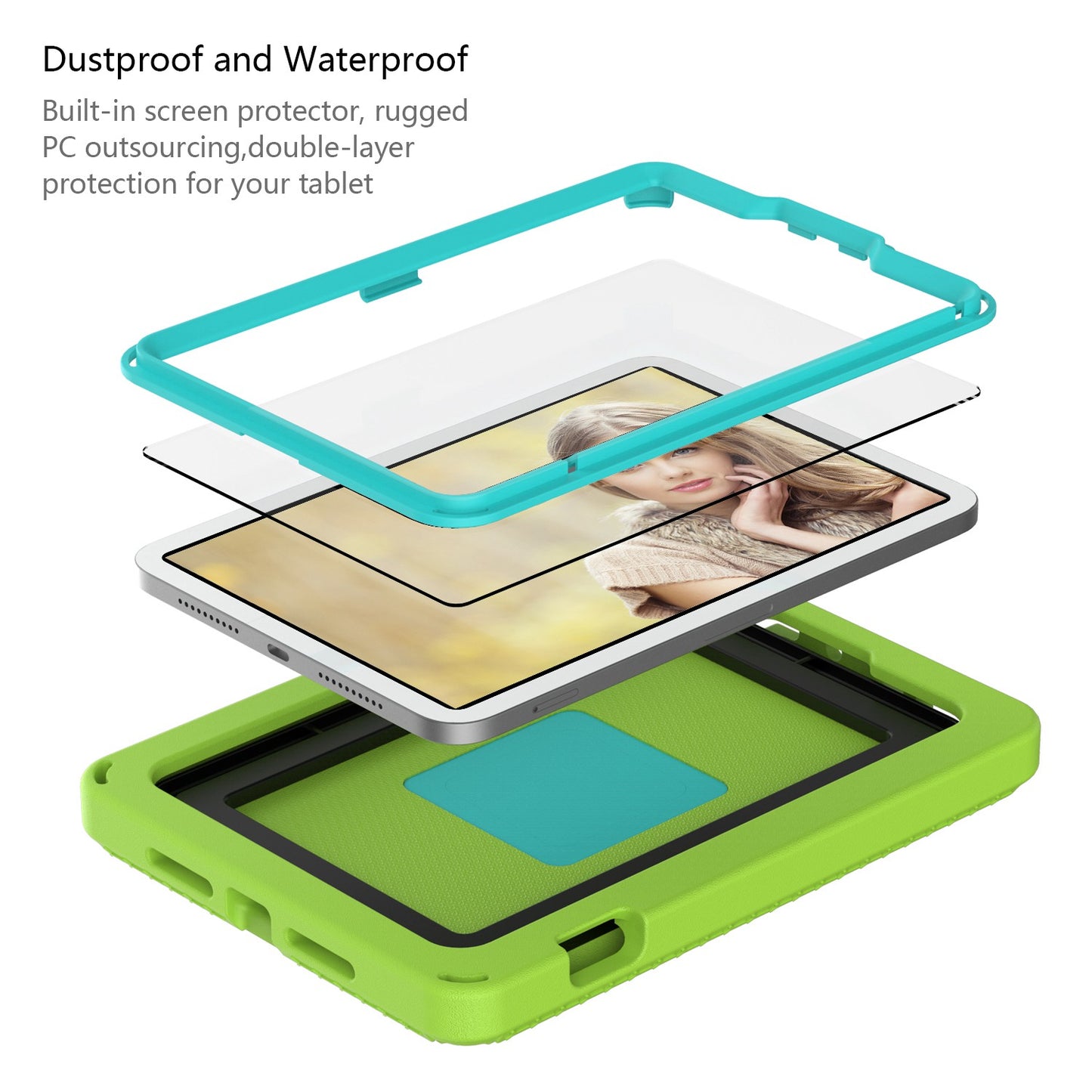 For iPad mini (2021) Portable EVA Case with Shoulder Strap / Waterproof Screen Protector Shockproof Tablet Kickstand Case